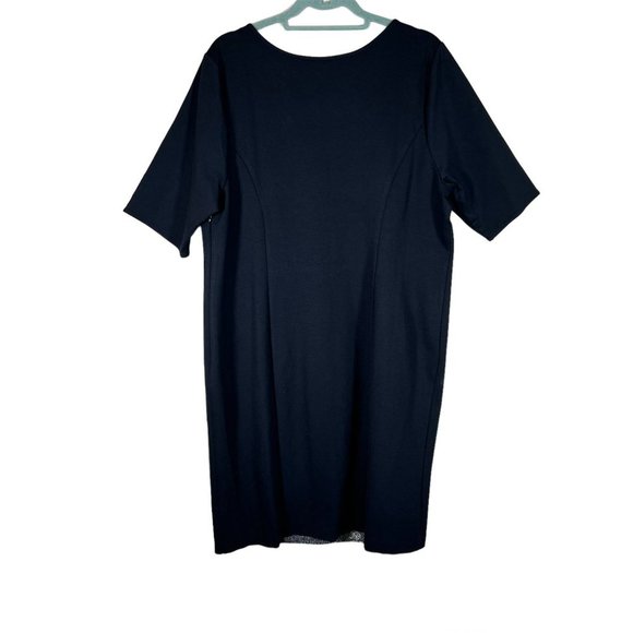 NWT Lane Bryant Ponte Knit Dress Lace Overlay Scoop Neck Size 18 Short Sleeve - Picture 2 of 9